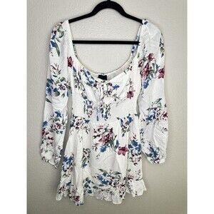 Lumiere Dress Womens Small Floral Smocked Waist Long Sleeve Urban Outfitters